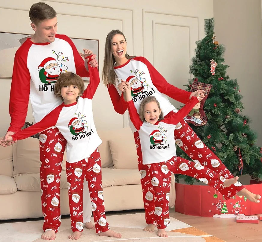 Xmas Family Matching Pajamas Set Santa Claus  HO HO HO Printed Adult Kid Baby Family Matching Outfits 2025 Christmas Family Pj's