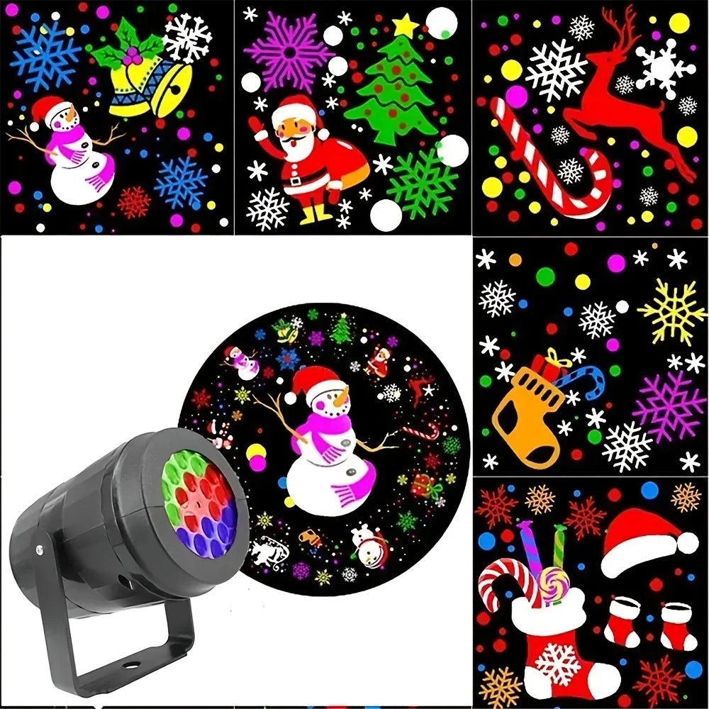 Snowflake Christmas Party Laser Projector, Stage Rotating LED Lights, Santa Claus Outdoor Vacation Garden Lighting