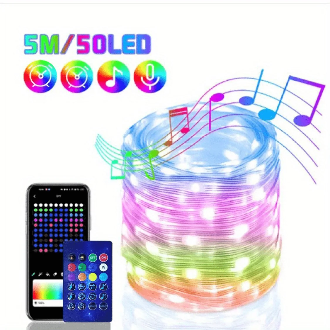 WS2812B LED Fairy String Lights RGB-IC Smart Led Light APP&Remote Control Christmas Wedding Decoration Home DIY Garden Party