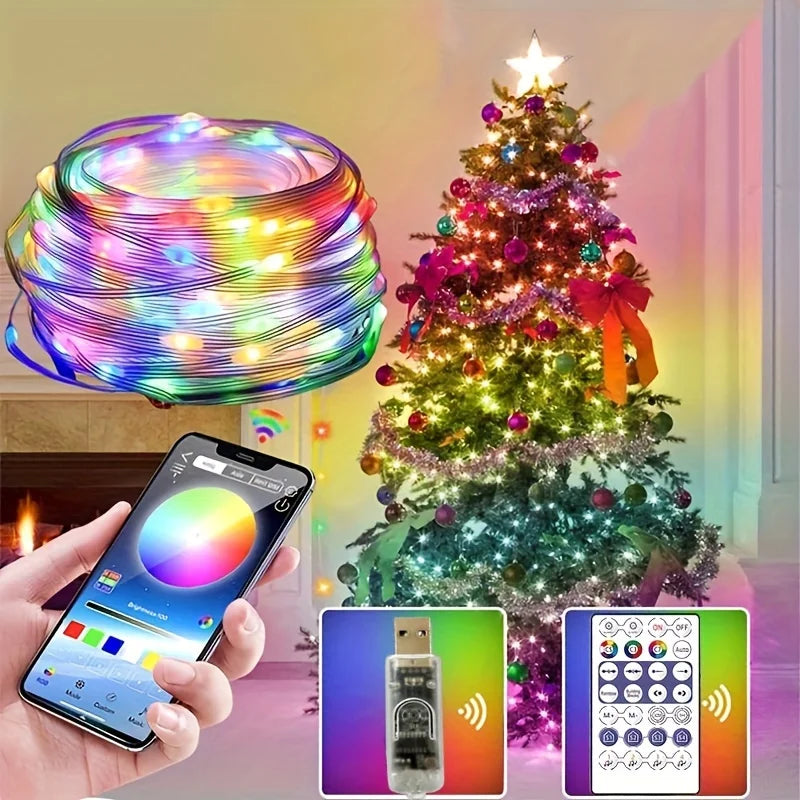 WS2812B LED Fairy String Lights RGB-IC Smart Led Light APP&Remote Control Christmas Wedding Decoration Home DIY Garden Party