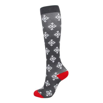 Christmas Compression Socks Santa Claus Tree Snowflake Pattern Sports Socks Outdoor Hiking Varicose Veins Edema Men Women Gifts