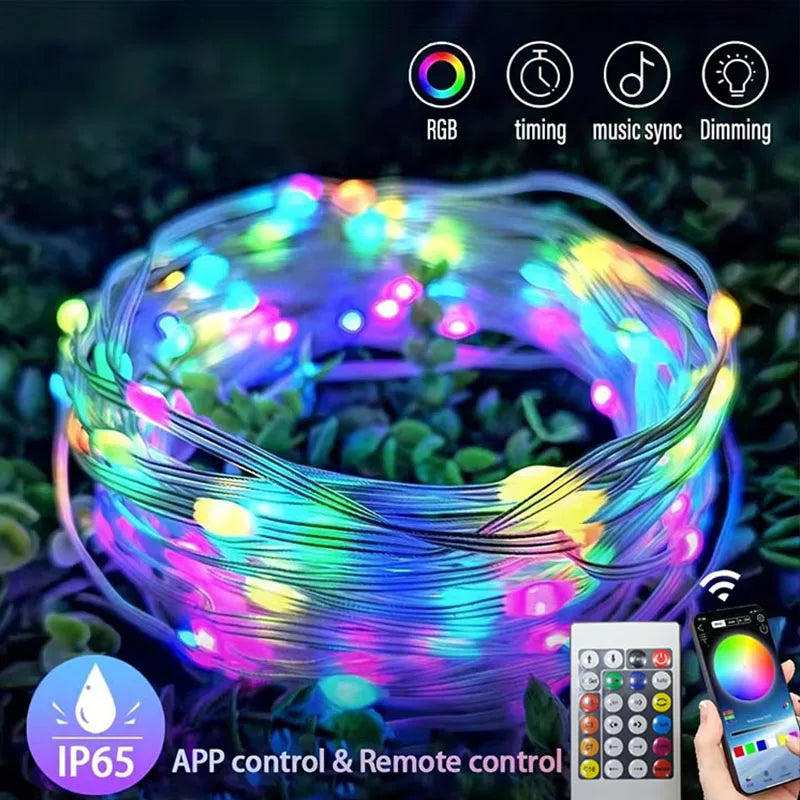 WS2812B LED Fairy String Lights RGB-IC Smart Led Light APP&Remote Control Christmas Wedding Decoration Home DIY Garden Party