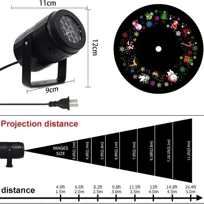 Snowflake Christmas Party Laser Projector, Stage Rotating LED Lights, Santa Claus Outdoor Vacation Garden Lighting