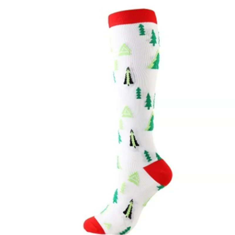 Christmas Compression Socks Santa Claus Tree Snowflake Pattern Sports Socks Outdoor Hiking Varicose Veins Edema Men Women Gifts