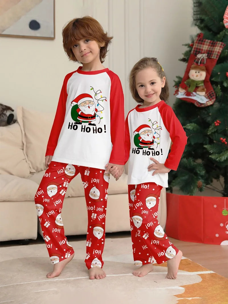 Xmas Family Matching Pajamas Set Santa Claus  HO HO HO Printed Adult Kid Baby Family Matching Outfits 2025 Christmas Family Pj's