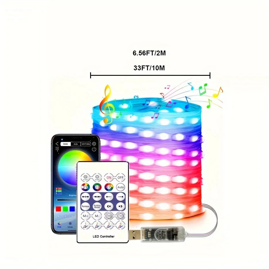 WS2812B LED Fairy String Lights RGB-IC Smart Led Light APP&Remote Control Christmas Wedding Decoration Home DIY Garden Party