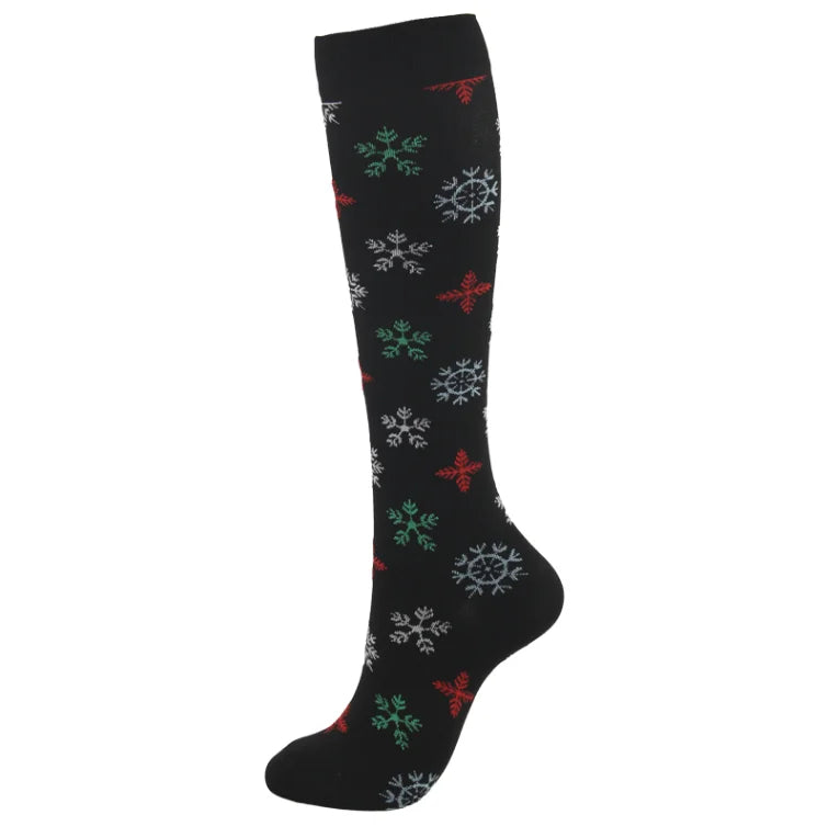 Christmas Compression Socks Santa Claus Tree Snowflake Pattern Sports Socks Outdoor Hiking Varicose Veins Edema Men Women Gifts