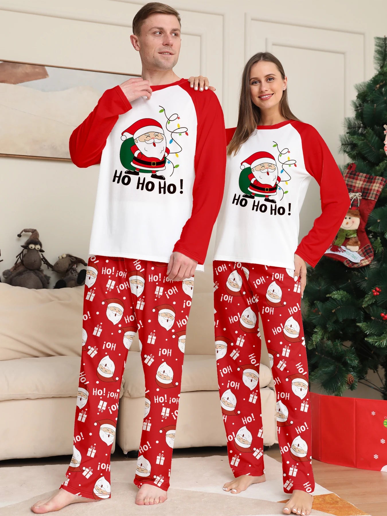 Xmas Family Matching Pajamas Set Santa Claus  HO HO HO Printed Adult Kid Baby Family Matching Outfits 2025 Christmas Family Pj's