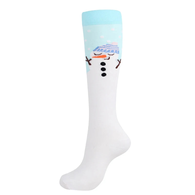 Christmas Compression Socks Santa Claus Tree Snowflake Pattern Sports Socks Outdoor Hiking Varicose Veins Edema Men Women Gifts