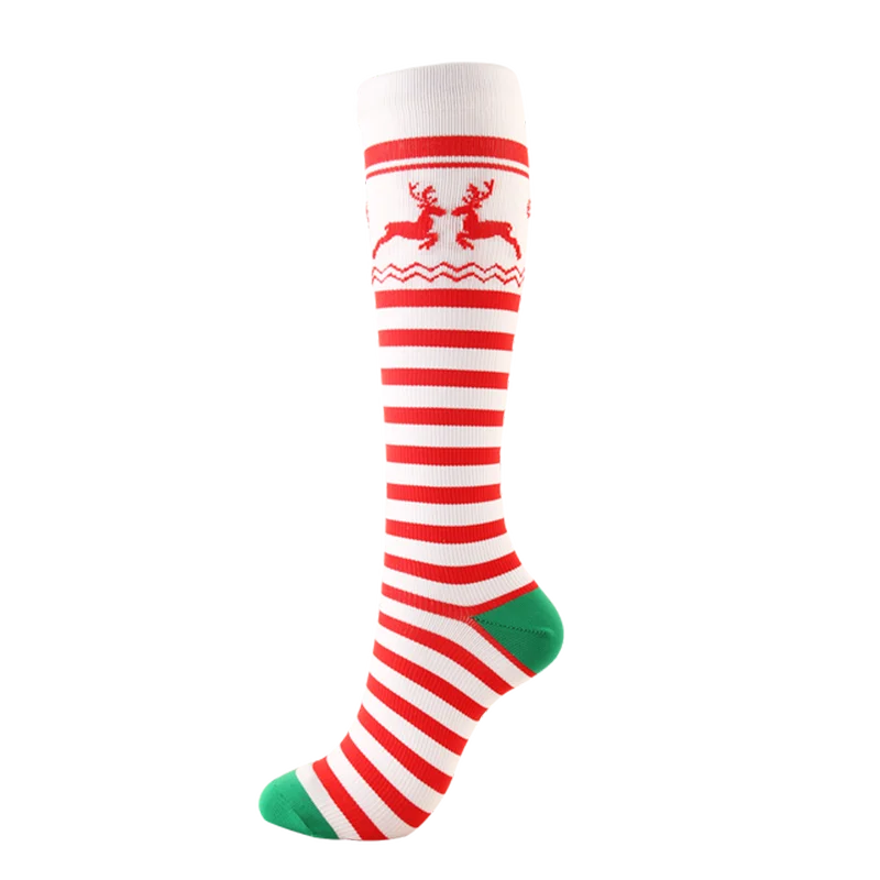 Christmas Compression Socks Santa Claus Tree Snowflake Pattern Sports Socks Outdoor Hiking Varicose Veins Edema Men Women Gifts