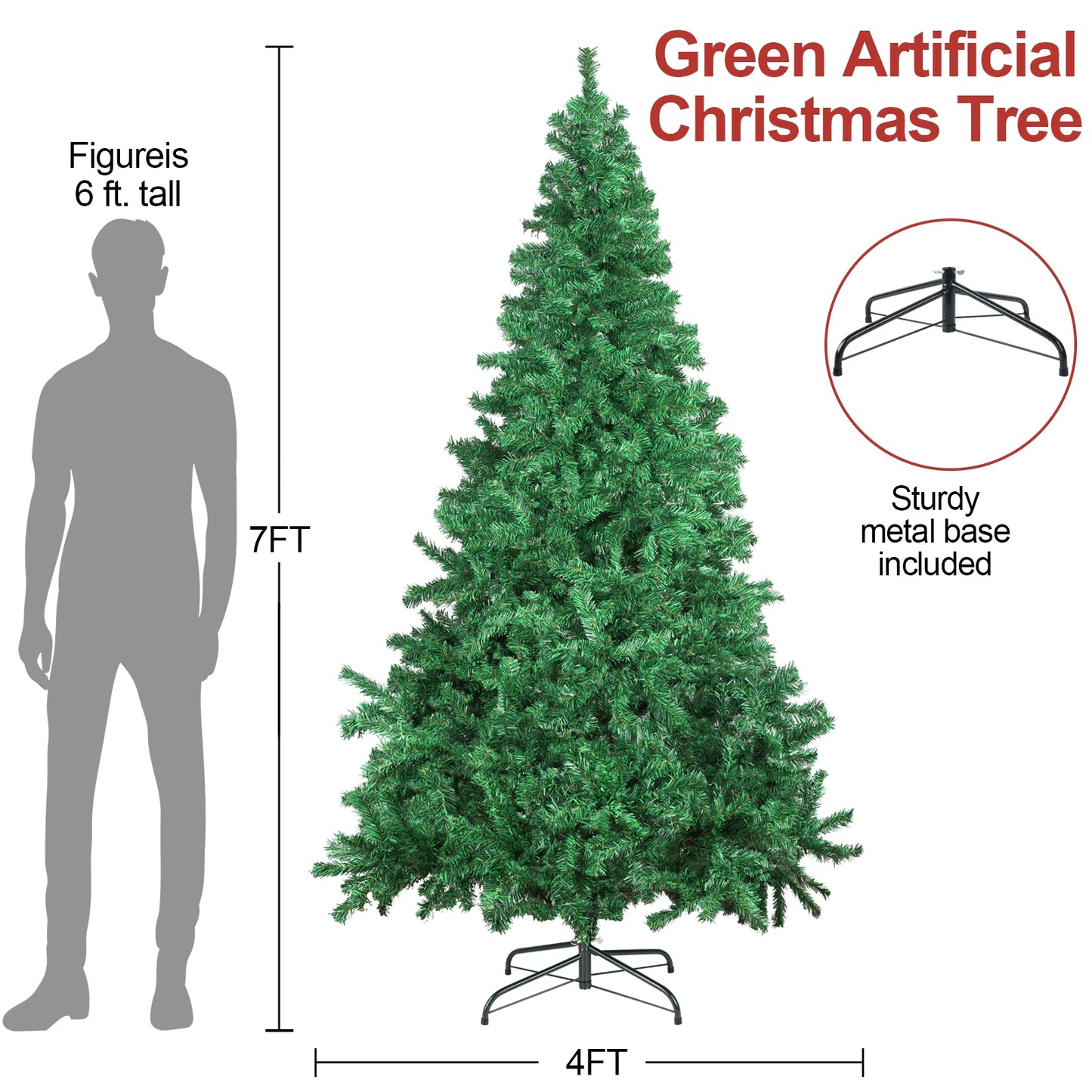 7FT/2.1M 1000 branch artificial Christmas tree, essential home decoration for Christmas, Christmas gift ( No lights/ornament)