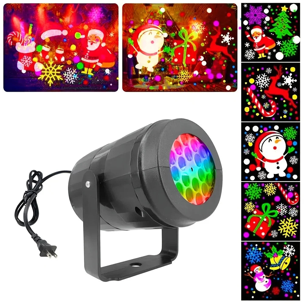 Snowflake Christmas Party Laser Projector, Stage Rotating LED Lights, Santa Claus Outdoor Vacation Garden Lighting