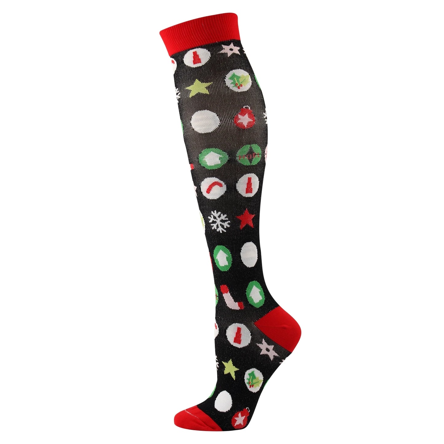 Christmas Compression Socks Santa Claus Tree Snowflake Pattern Sports Socks Outdoor Hiking Varicose Veins Edema Men Women Gifts